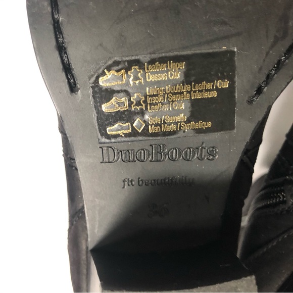 Duo Boots black nubuck leather western style booties size EU 36 US 5.5 EUC - Picture 9 of 12